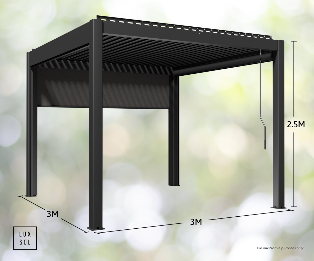 LuxSol Aura Pergola 3m x 3m - Manual Control - LuxSol Living - 25% off, Manual, Single Bay