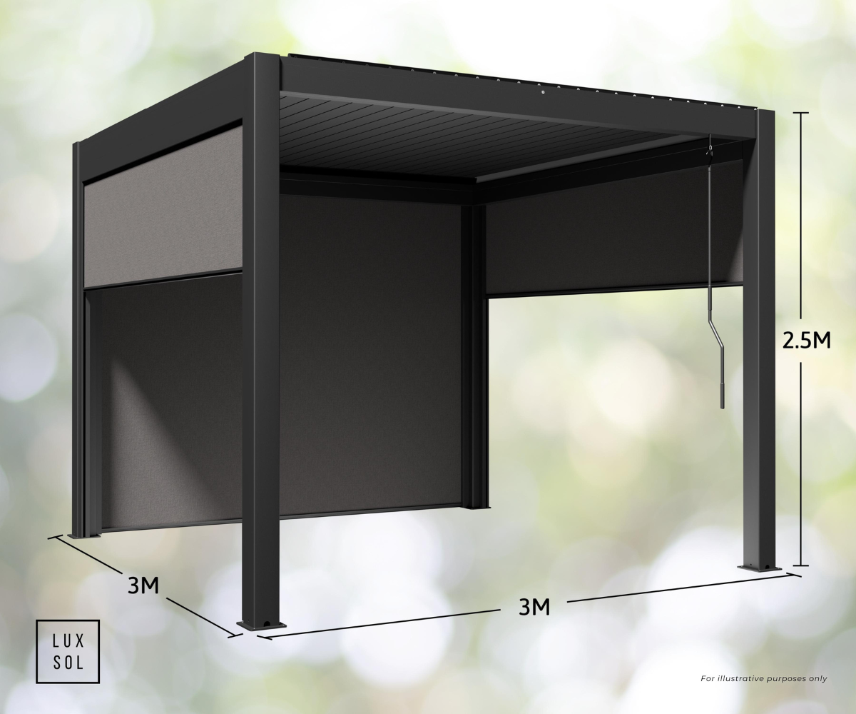 LuxSol Aura Pergola 3m x 3m - Manual Control - LuxSol Living - 25% off, Manual, Single Bay