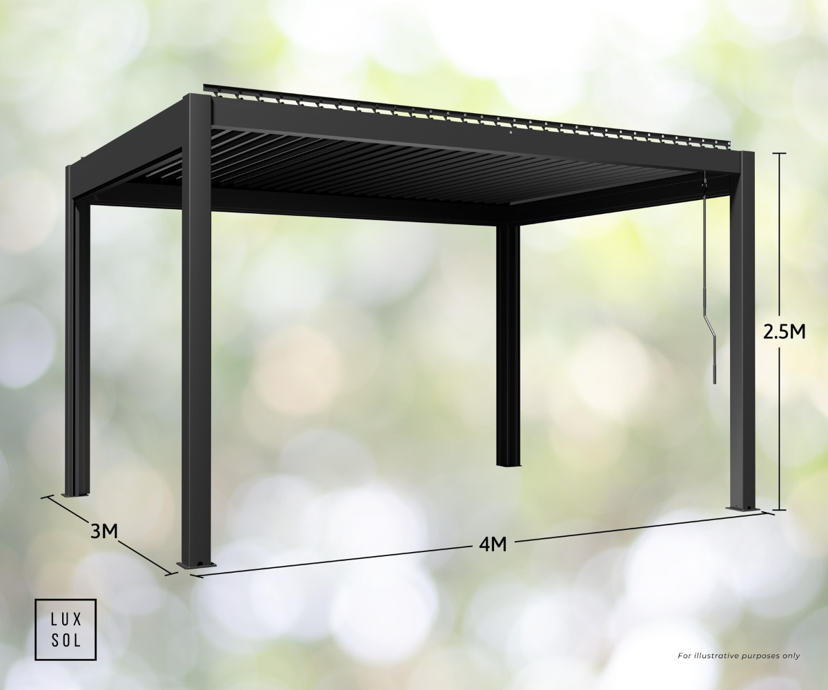 LuxSol Aura Pergola 3m x 4m - Manual Control - LuxSol Living - 25% off, Manual, Single Bay