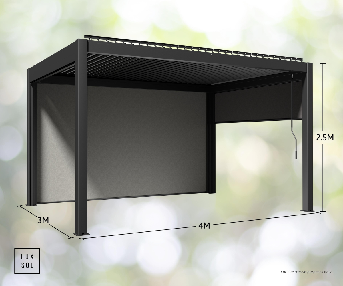 LuxSol Aura Pergola 3m x 3m - Manual Control - LuxSol Living - 25% off, Manual, Single Bay