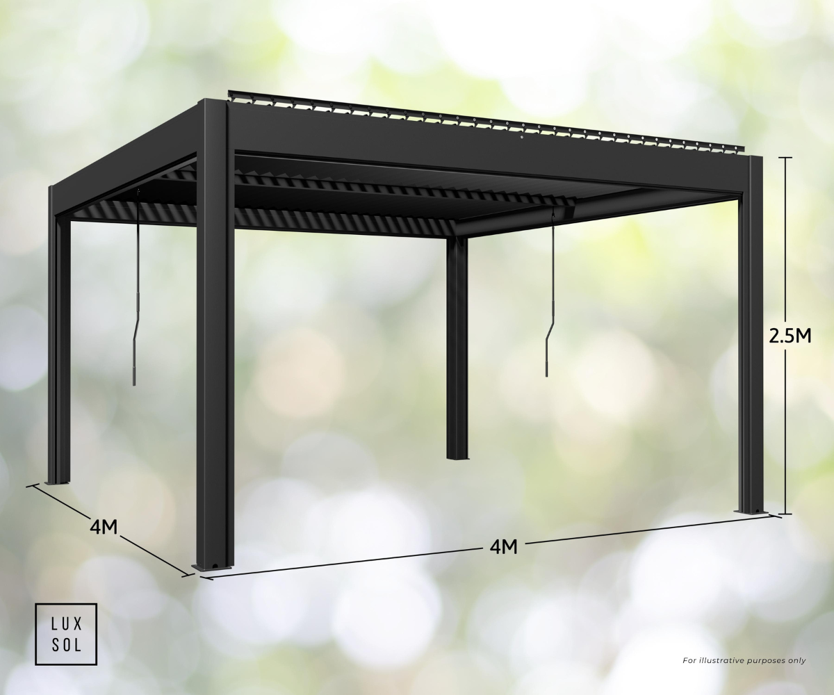 LuxSol Aura Pergola 3m x 3m - Manual Control - LuxSol Living - 25% off, Manual, Single Bay