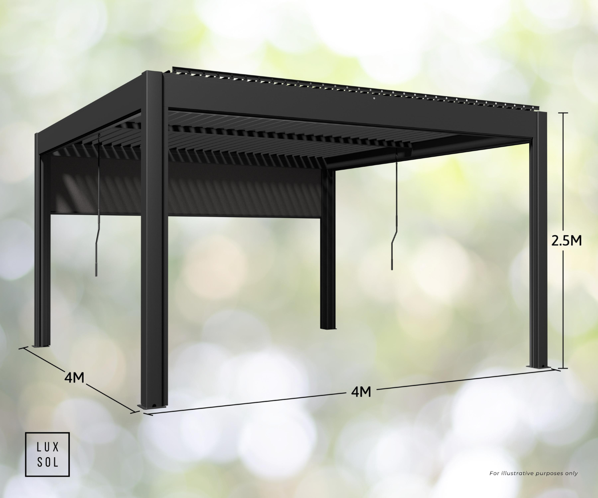 LuxSol Aura Pergola 3m x 3m - Manual Control - LuxSol Living - 25% off, Manual, Single Bay