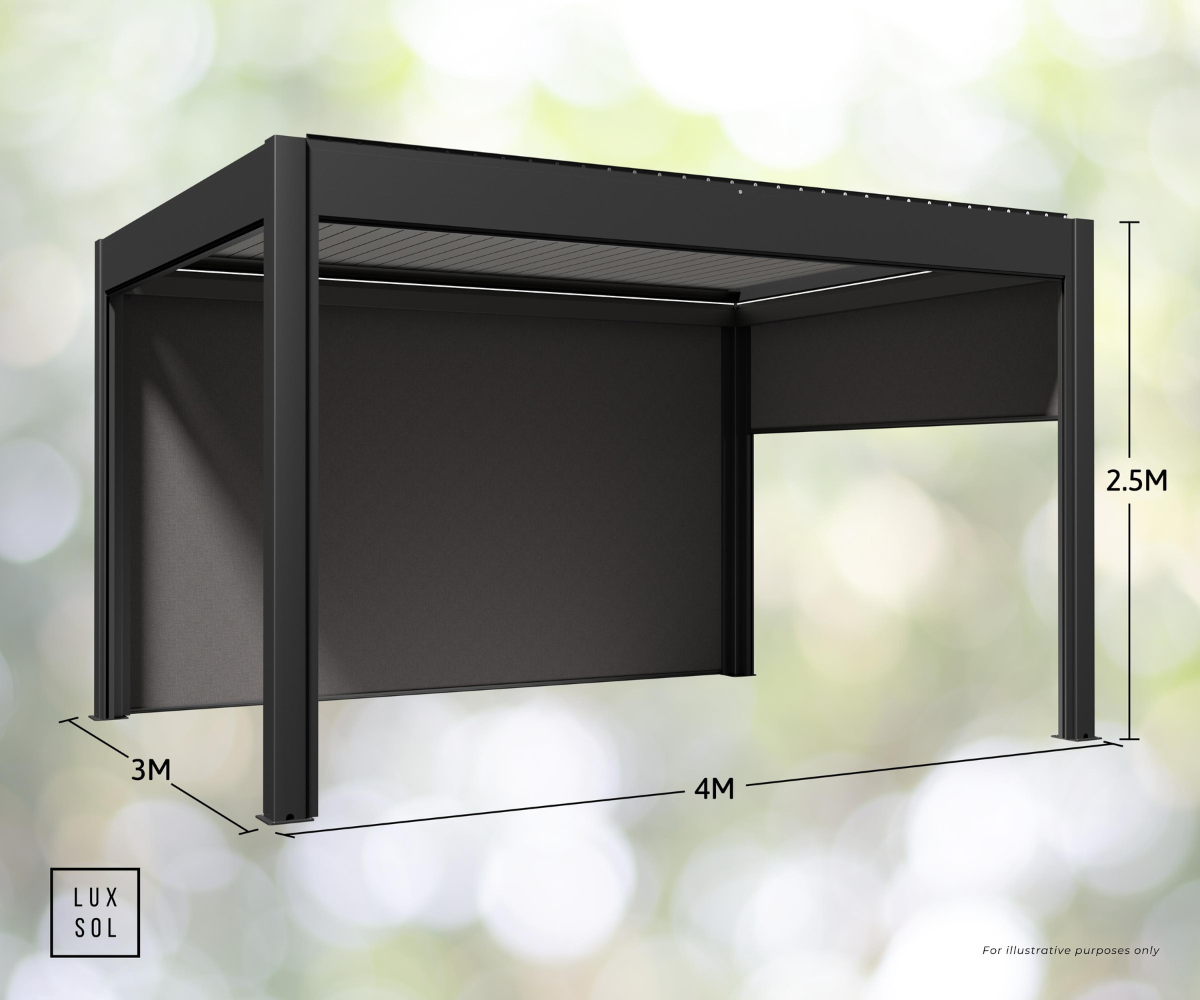 LuxSol Como Pergola 3m x 4m - Electric Control With Integrated Lighting - LuxSol Living - 25% off, Electric, Lighting Included, Single Bay