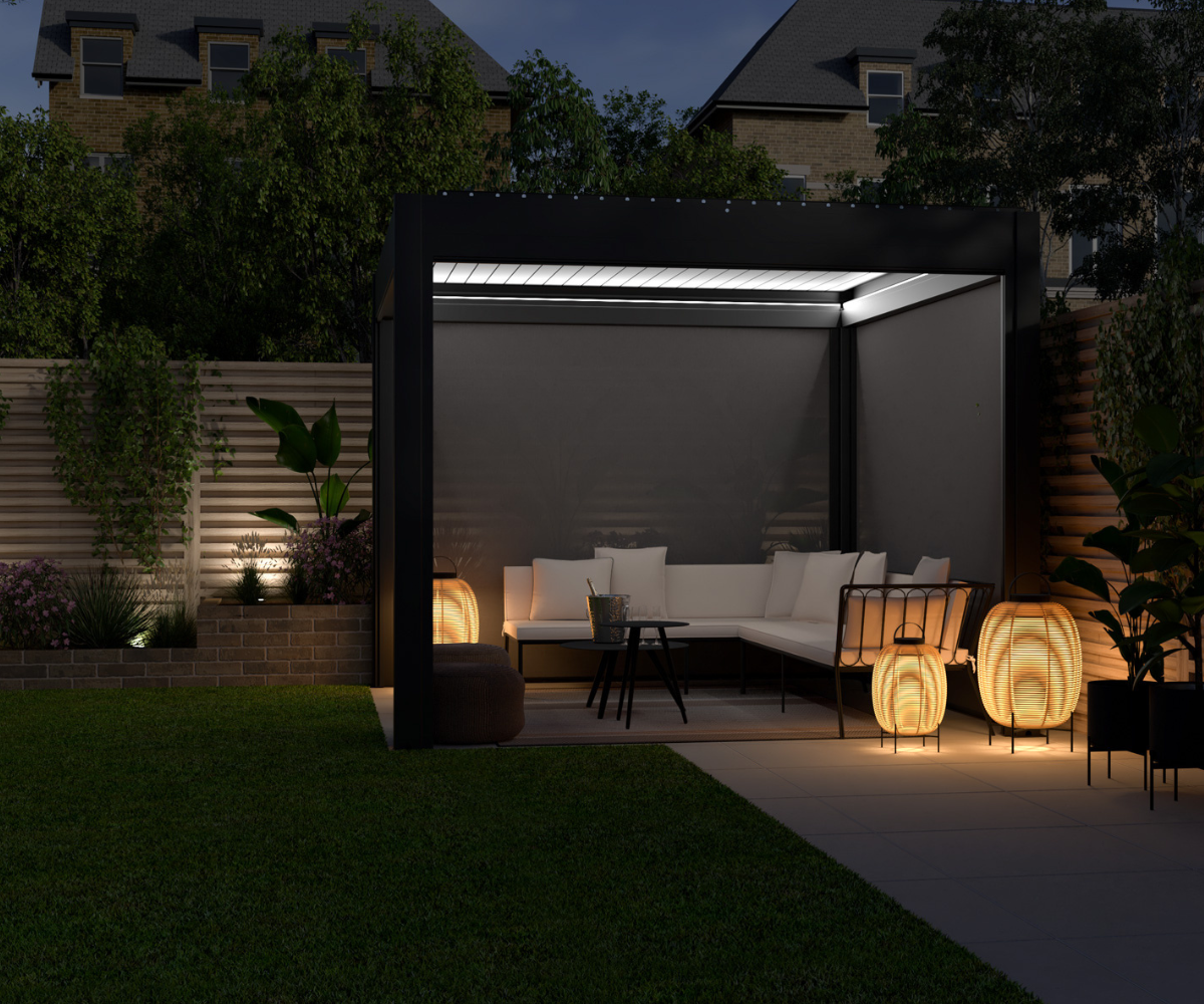 LuxSol Como Pergola 3m x 3m - Electric Control With Integrated Lighting - LuxSol Living - 25% off, Electric, Lighting Included, Single Bay