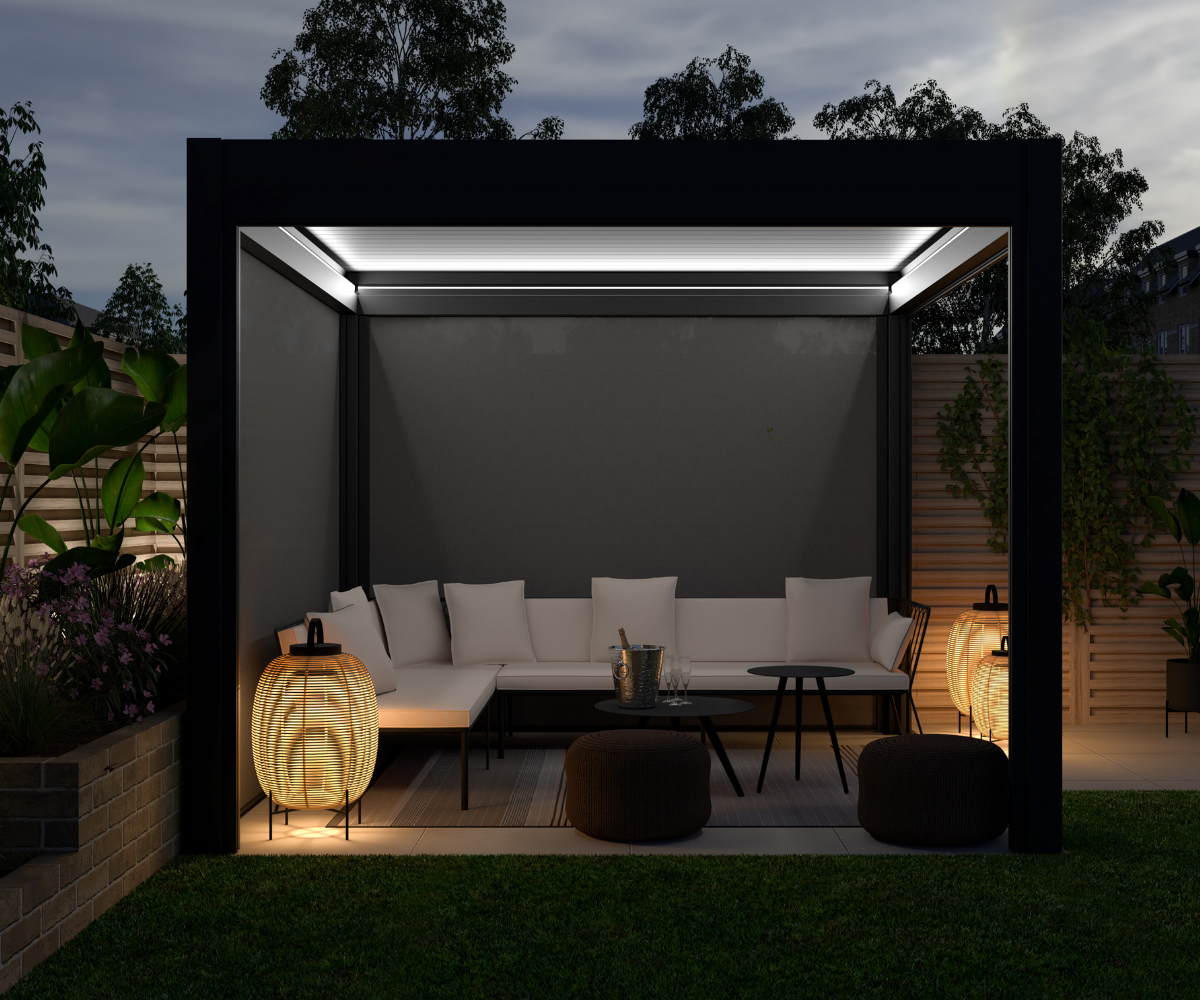 LuxSol Como Pergola 3m x 3m - Electric Control With Integrated Lighting - LuxSol Living - 25% off, Electric, Lighting Included, Single Bay