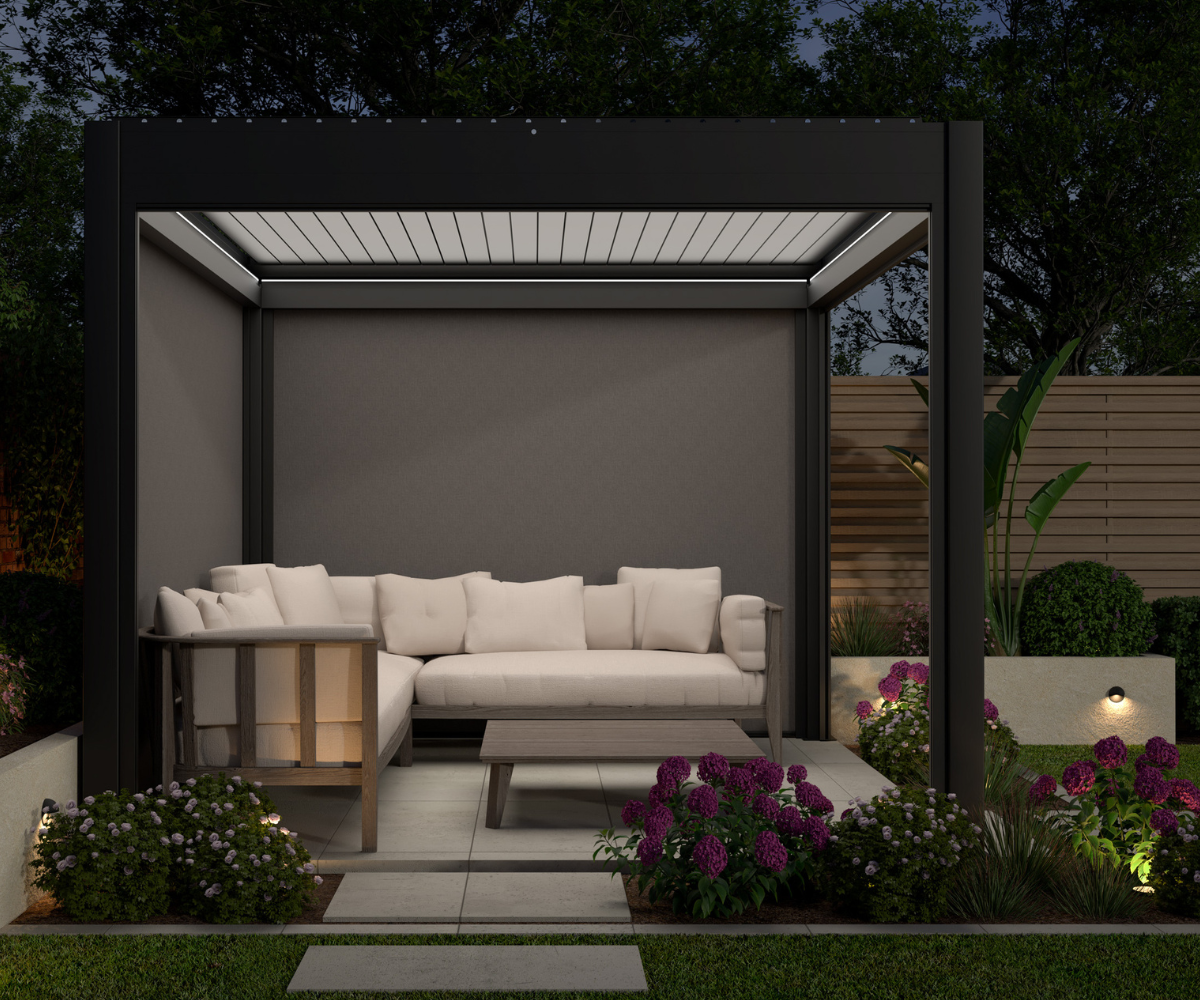 LuxSol Como Pergola 3m x 3m - Electric Control With Integrated Lighting - LuxSol Living - 25% off, Electric, Lighting Included, Single Bay