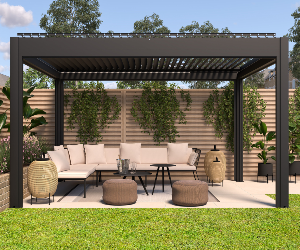 LuxSol Como Pergola 3m x 4m - Electric Control With Integrated Lighting - LuxSol Living - 25% off, Electric, Lighting Included, Single Bay