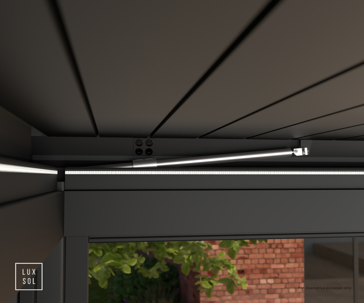 LuxSol Como Pergola 3m x 3m - Electric Control With Integrated Lighting - LuxSol Living - 25% off, Electric, Lighting Included, Single Bay