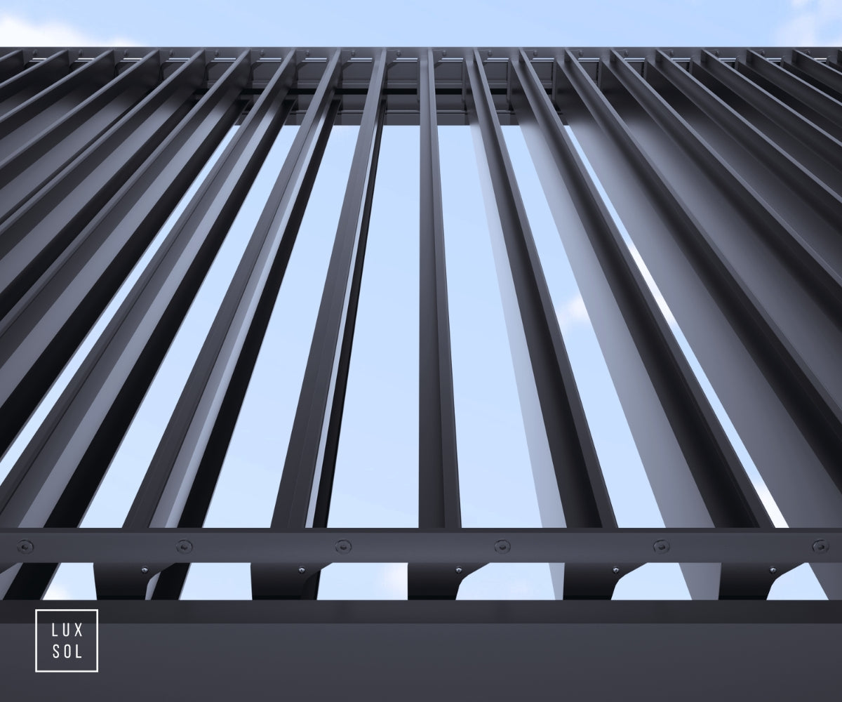 LuxSol Tora Pergola - 8m x 4m Electric Control With Integrated RGB Lighting