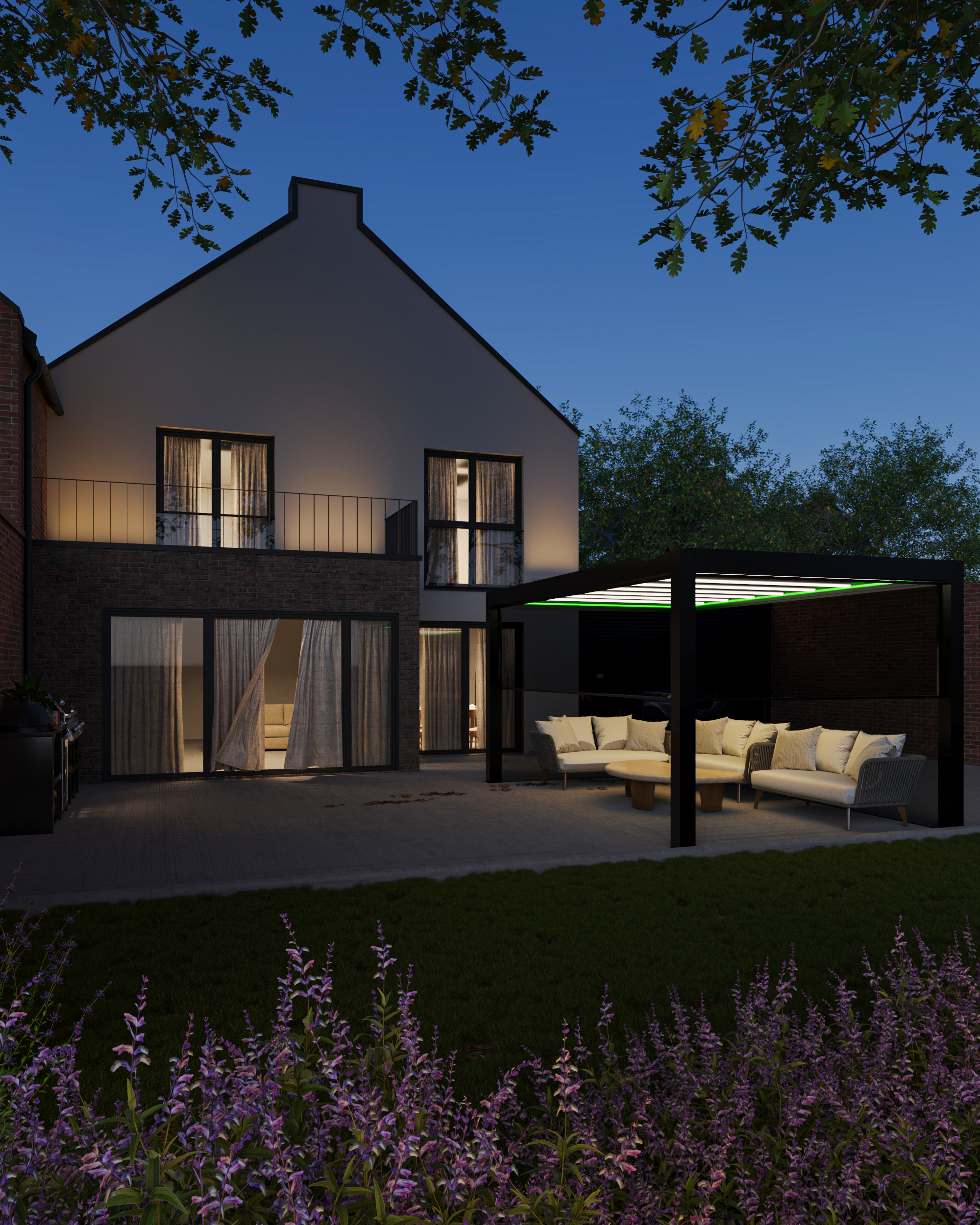 LuxSol Tora Pergola - 5m x 3m Electric Control With Integrated RGB Lighting