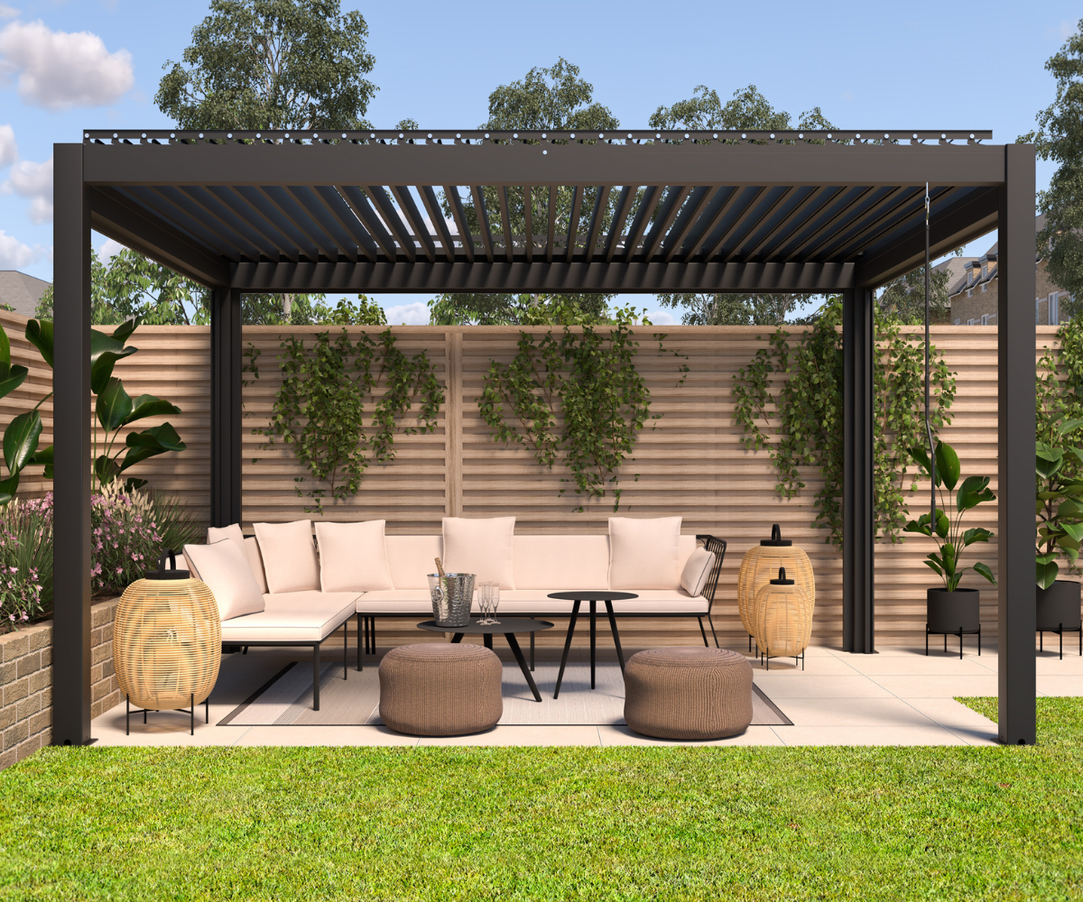 LuxSol Aura Pergola 3m x 3m - Manual Control - LuxSol Living - 25% off, Manual, Single Bay