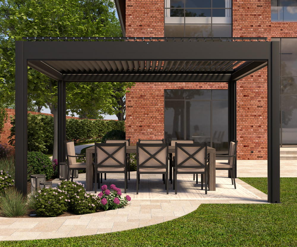 LuxSol Como Pergola 3m x 4m - Electric Control With Integrated Lightin