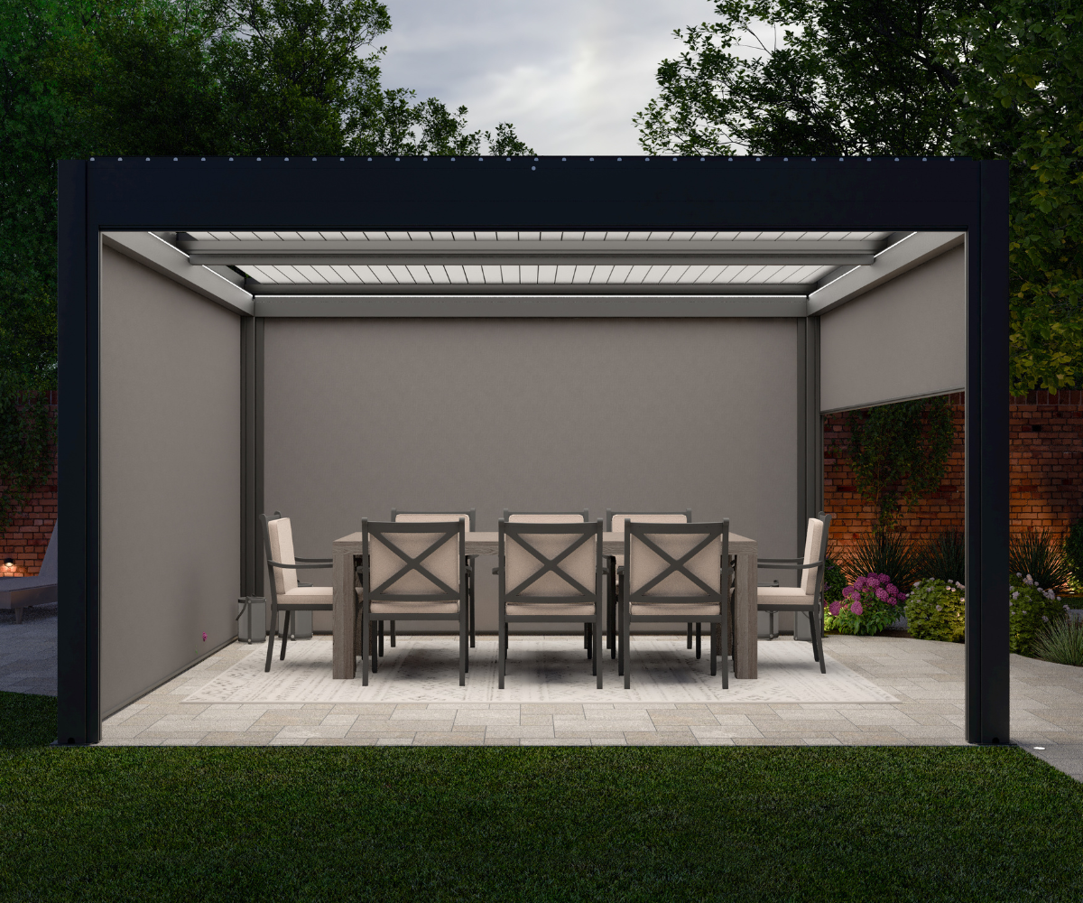 LuxSol Como Pergola - 4m x 4m Electric Control With Integrated Lighting - LuxSol Living - 25% off, Electric, Lighting Included, Single Bay