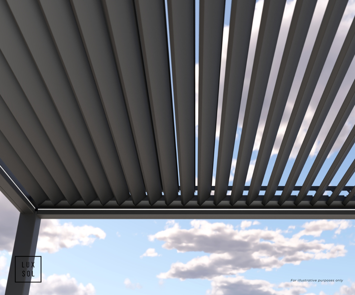 LuxSol Garda Pergola 6m x 4m - Electric Control with Integrated Lighting, Double Bay