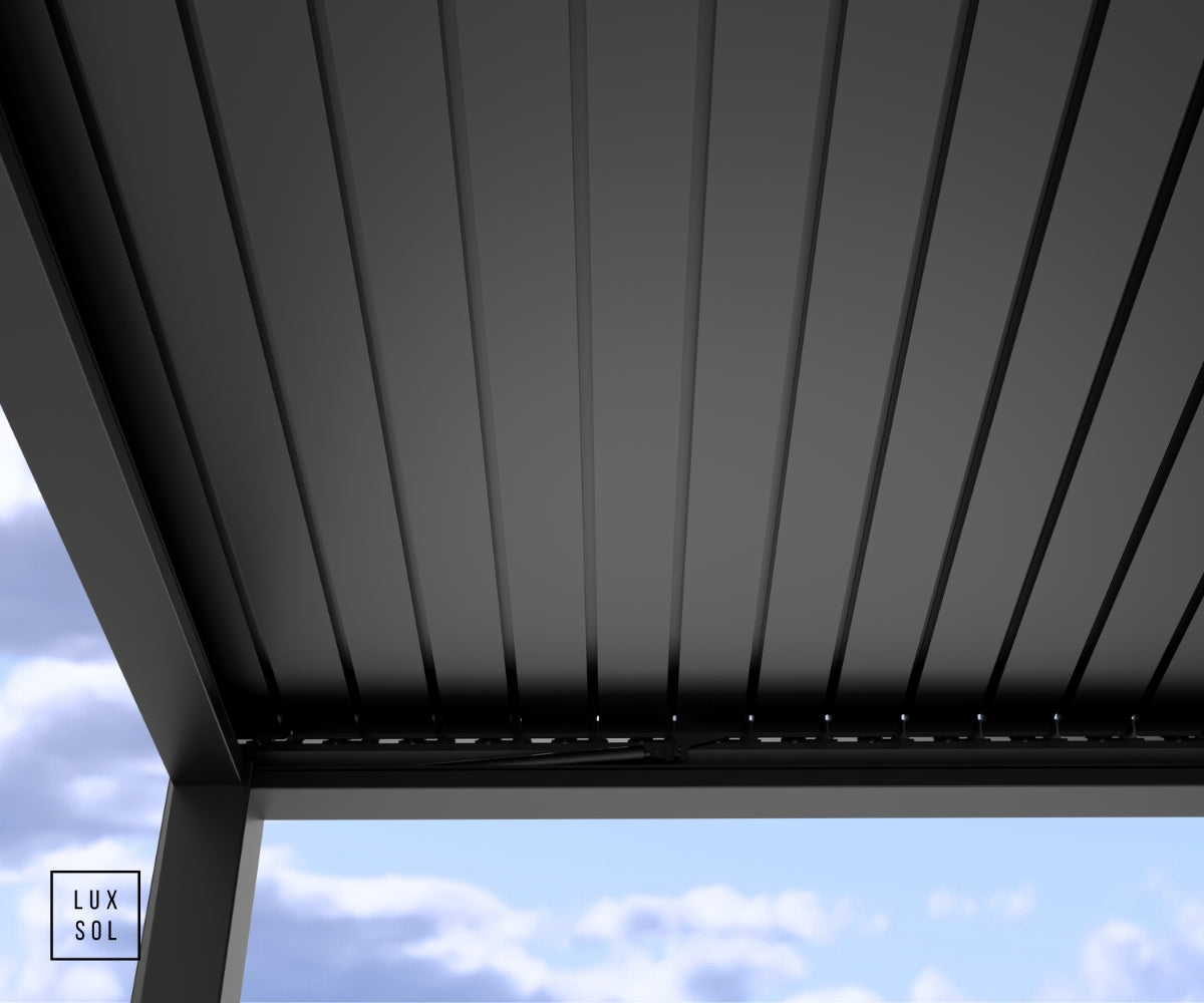 LuxSol Tora Pergola - 4m x 4m Electric Control With Integrated Lighting