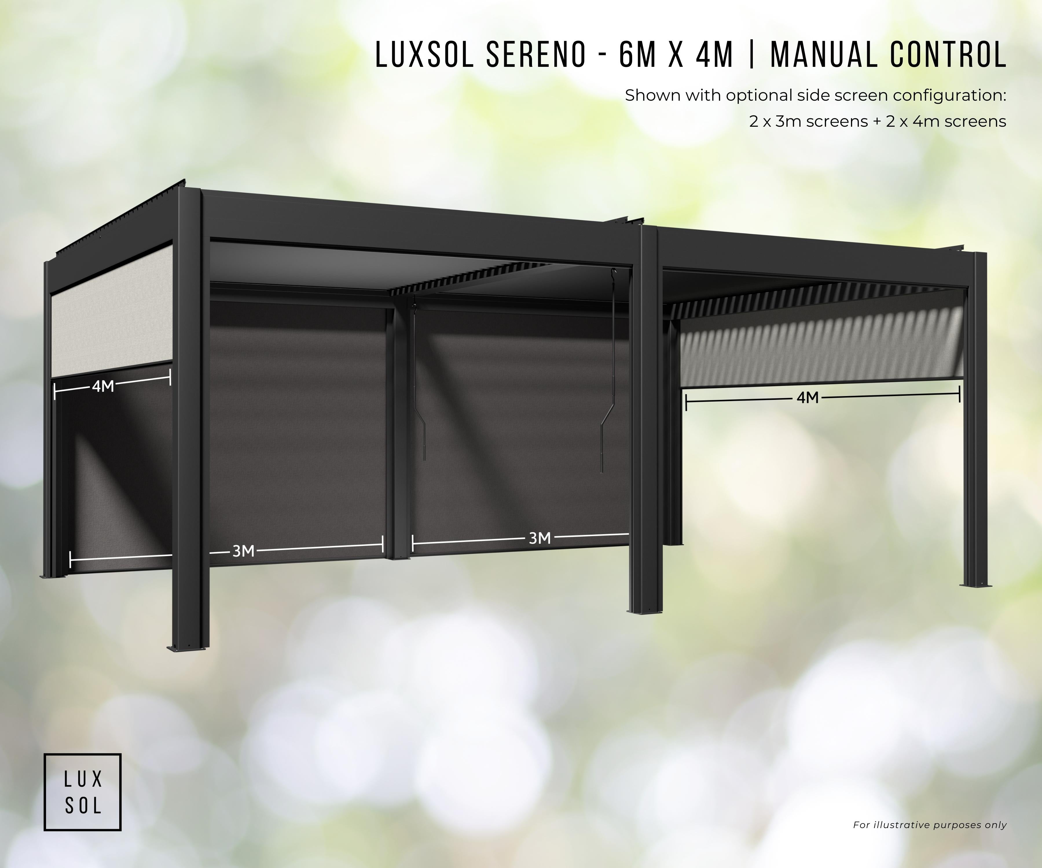 Pergola Side Screen - 4m - LX04 - LuxSol Living - Accessories
